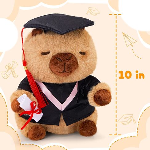 Graduation Capybara Plush Toy, 10 Inches Capybara Stuffed Animal with Tassel Black Cap, Graduation Gifts for Boys & Girls in Saudi Arabia
