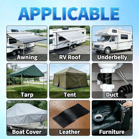 Outdoor Waterproof Repair Tape, Heavy Duty UV Proof Patch for RV, Awning, Tent, Tarp, Boat Cover and Fabric Repair, Black 4 in x 180 ft in Saudi Arabia