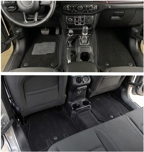 ecoMats Carpet Floor Mats for 2018 to 2026 Jeep Wrangler 4-Door Models Unlimited, JL, with Anti-Slip Driver Heel Pad and Safety Locks, Front and Rear, Black (Not for JK/Not PHEV/Not 2-Door) in Saudi Arabia