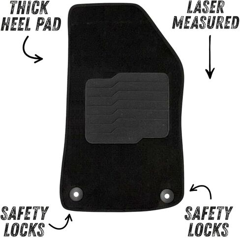 ecoMats Carpet Floor Mats for 2018 to 2026 Jeep Wrangler 4-Door Models Unlimited, JL, with Anti-Slip Driver Heel Pad and Safety Locks, Front and Rear, Black (Not for JK/Not PHEV/Not 2-Door) in Saudi Arabia