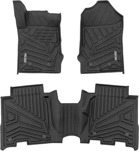سجادات أرضية Rough Country Flex-Fit لسيارة Ford Bronco (2021-2025) 4 أبواب - مجموعة أمامية وخلفية، بطانات TPE مخصصة مقاومة للانزلاق مناسبة لجميع الأحوال الجوية مع شفة مانعة للانسكاب in Kuwait