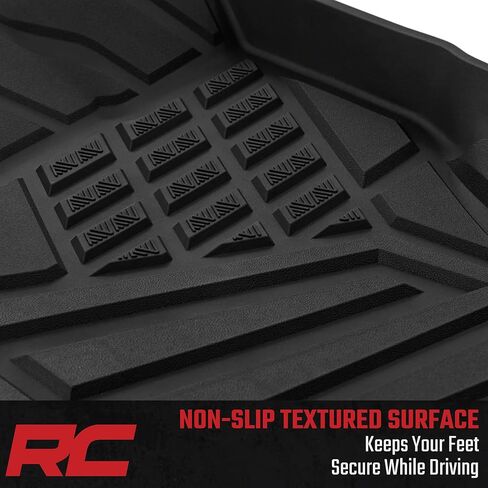 سجادات أرضية Rough Country Flex-Fit لسيارة Ford Bronco (2021-2025) 4 أبواب - مجموعة أمامية وخلفية، بطانات TPE مخصصة مقاومة للانزلاق مناسبة لجميع الأحوال الجوية مع شفة مانعة للانسكاب in Kuwait