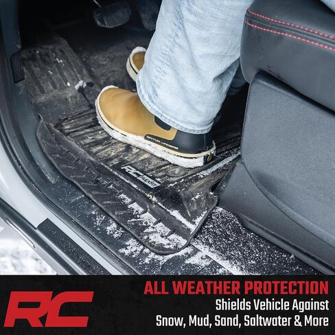 سجادات أرضية Rough Country Flex-Fit لسيارة Ford Bronco (2021-2025) 4 أبواب - مجموعة أمامية وخلفية، بطانات TPE مخصصة مقاومة للانزلاق مناسبة لجميع الأحوال الجوية مع شفة مانعة للانسكاب in Kuwait