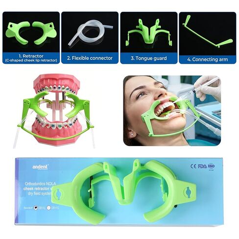 Dental Oral Dry Field System NOLA Mouth Opener Autoclavable Orthodontic Retractor Cheek for Orthodontic Teeth Whitening Green(L) in Saudi Arabia