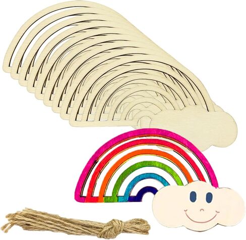 Large Size (7"*6.3") Wooden Spring Ornaments to Paint, Flower Wooden DIY Blank Unfinished Wood Flower Can Kettle Discs Ornament for Crafts Hanging Decorations(10PCS) in Saudi Arabia