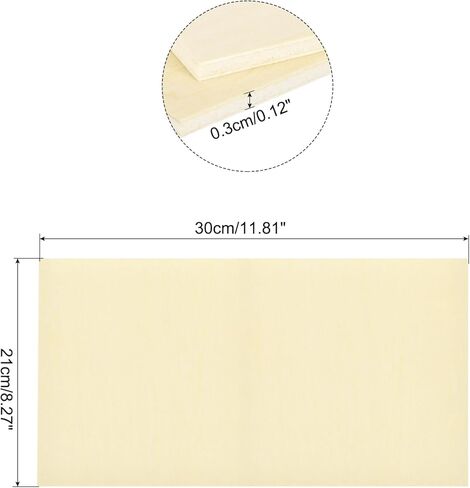 MECCANIXITY 2 قطعة من ألواح خشب الزيزفون مقاس 12 × 8 × 1/8 بوصة ألواح خشبية غير مكتملة من الخشب الرقائقي للحرف اليدوية القطع بالليزر مع الأسطح الملساء in Kuwait
