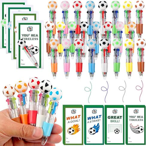 24 Sets Sports Themed Pens with Positive Cards - Funny Pens Bulk Gifts Football Soccer Basketball Team Gifts for Sports Themed Party Favors Prizes Bags in Saudi Arabia
