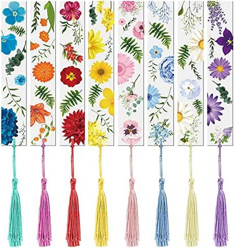6 Pack Flower Acrylic Bookmarks, Transparent Floral Bookmarks for Women Cute Floral Bookmarks with Colorful Tassels for Women Teacher Kids Book Lovers Covers and Book Accessories in Kuwait