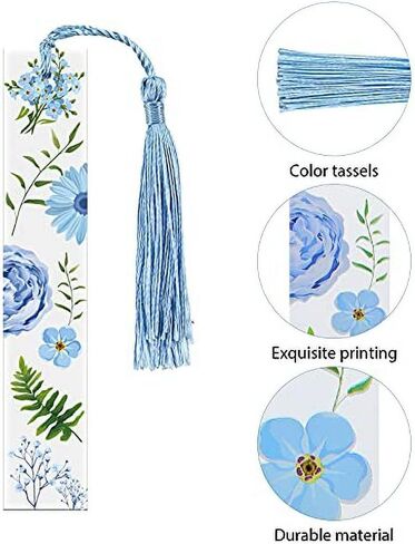 6 Pack Flower Acrylic Bookmarks, Transparent Floral Bookmarks for Women Cute Floral Bookmarks with Colorful Tassels for Women Teacher Kids Book Lovers Covers and Book Accessories in Kuwait