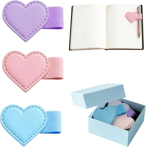 3Pcs Magnet Heart Bookmarks with Gift Box, Heart Shaped Pen Holder Cute Book Marks for Reading for Women Book Lovers Teachers Students Soft PU Leather Page Clip,Graduation Gift in Saudi Arabia