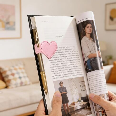3Pcs Magnet Heart Bookmarks with Gift Box, Heart Shaped Pen Holder Cute Book Marks for Reading for Women Book Lovers Teachers Students Soft PU Leather Page Clip,Graduation Gift in Saudi Arabia