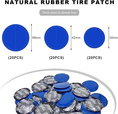 60 PCS Tire Repair Patch, 32mm 42mm 58mm Round Natural Rubber Tyre Patches Kit, Heavy Duty Tyre Puncture Cold Patches Auto Tire Repair Tool for Car Truck Bike Motorcycle in Saudi Arabia