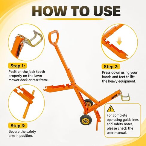 Heavy Duty Zero Turn Mower Lift Jack - 800 lbs Capacity Lawn Mower Lift with Safety Locking Arm, Portable Riding Mower Lift for Blade Changes, Oil Changes & Deck Cleaning in Saudi Arabia