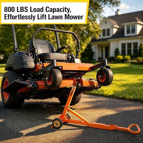 Heavy Duty Zero Turn Mower Lift Jack - 800 lbs Capacity Lawn Mower Lift with Safety Locking Arm, Portable Riding Mower Lift for Blade Changes, Oil Changes & Deck Cleaning in Saudi Arabia
