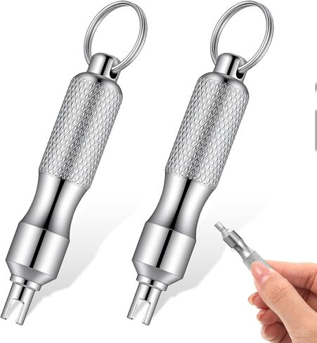2Pcs Valve Core Removal Tool Keychain, Stainless Steel Valve Stem Core Remover Portable Valves Core Disassembly and Repair Tools for Bicycle, Car, and Motorcycle in Kuwait