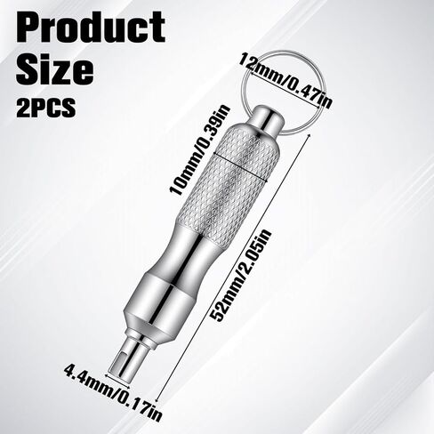 2Pcs Valve Core Removal Tool Keychain, Stainless Steel Valve Stem Core Remover Portable Valves Core Disassembly and Repair Tools for Bicycle, Car, and Motorcycle in Kuwait