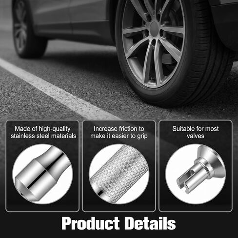 2Pcs Valve Core Removal Tool Keychain, Stainless Steel Valve Stem Core Remover Portable Valves Core Disassembly and Repair Tools for Bicycle, Car, and Motorcycle in Kuwait