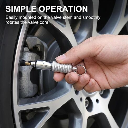 2Pcs Valve Core Removal Tool Keychain, Stainless Steel Valve Stem Core Remover Portable Valves Core Disassembly and Repair Tools for Bicycle, Car, and Motorcycle in Kuwait