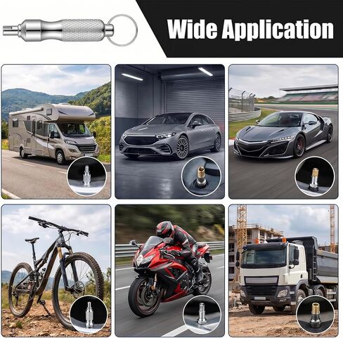 2Pcs Valve Core Removal Tool Keychain, Stainless Steel Valve Stem Core Remover Portable Valves Core Disassembly and Repair Tools for Bicycle, Car, and Motorcycle in Kuwait