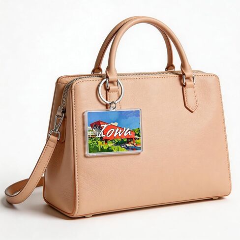 Iowa Covered Bridge Acrylic Keychain, Multicolor, 1.97 x 1.57 Inches, Lightweight Souvenir Bag Charm in Saudi Arabia