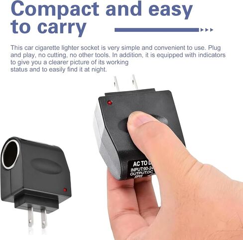 Universal AC to DC Power Converter, 220 V to 12 V Car Cigarette Lighter Socket Adapter, Plug and Play Home and Car Transformer, Power Supply for Most 12 V Devices (Black) in Saudi Arabia