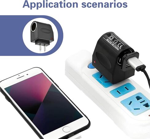 Universal AC to DC Power Converter, 220 V to 12 V Car Cigarette Lighter Socket Adapter, Plug and Play Home and Car Transformer, Power Supply for Most 12 V Devices (Black) in Saudi Arabia