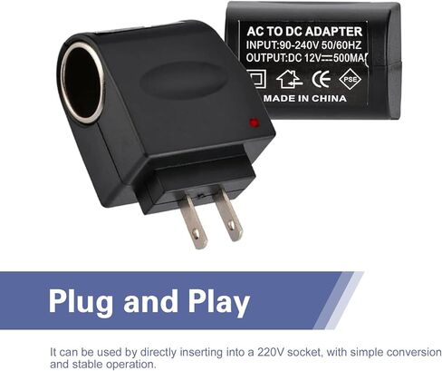 Universal AC to DC Power Converter, 220 V to 12 V Car Cigarette Lighter Socket Adapter, Plug and Play Home and Car Transformer, Power Supply for Most 12 V Devices (Black) in Saudi Arabia