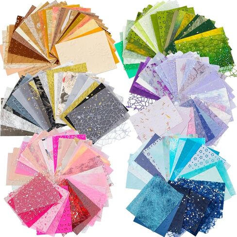 180 Sheet Textured Scrapbook Paper, Pale to Deep Color Schemes Mixed Handmade Craft Mulberry Special Paper for DIY Crafts, Junk Journal, Collage, Ephemera, Aged Backgrounds & Mixed Themes (5x3.5inch) in Saudi Arabia