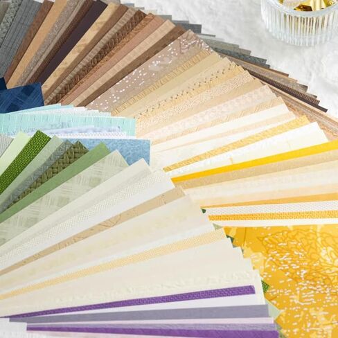 180 Sheet Textured Scrapbook Paper, Pale to Deep Color Schemes Mixed Handmade Craft Mulberry Special Paper for DIY Crafts, Junk Journal, Collage, Ephemera, Aged Backgrounds & Mixed Themes (5x3.5inch) in Saudi Arabia