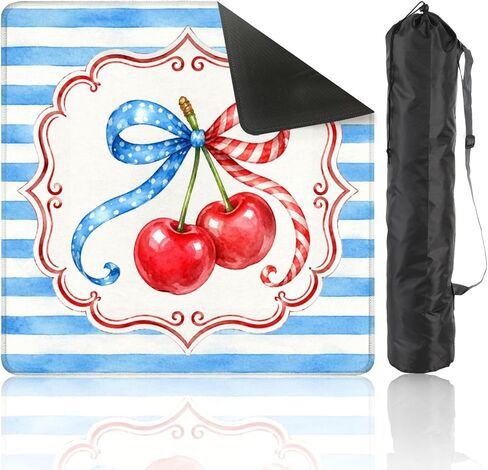 American Mahjong Mat with Bag, 31.5"x 31.5" Non Slip Patriotic Red White Blue Stripes Stars Floral , Gaming Pad for Mahjong, Poker, Dominoes, Card and Board Tile Games, 4th of July Decor in Saudi Arabia
