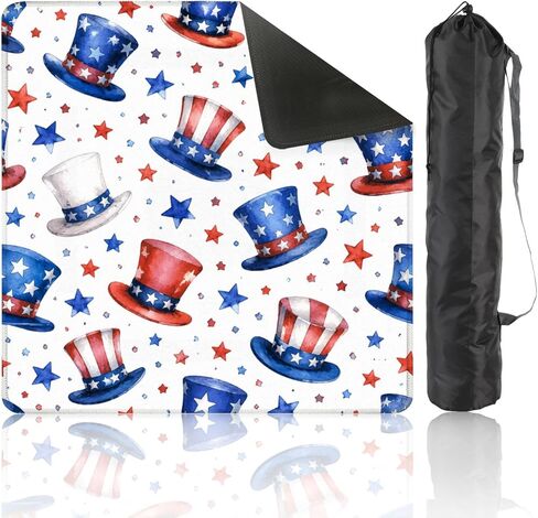 American Mahjong Mat with Bag, 31.5"x 31.5" Non Slip Patriotic Red White Blue Stripes Stars Floral , Gaming Pad for Mahjong, Poker, Dominoes, Card and Board Tile Games, 4th of July Decor in Saudi Arabia