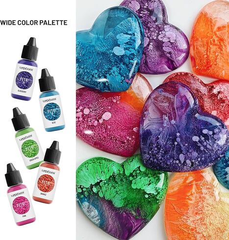 KAMENSKAYA Alcohol Ink for Epoxy Resin Petri Art: Alcohol Ink Set of 13 Mini Petri Inks, 0.17 fl oz (5 ml) Each in Saudi Arabia