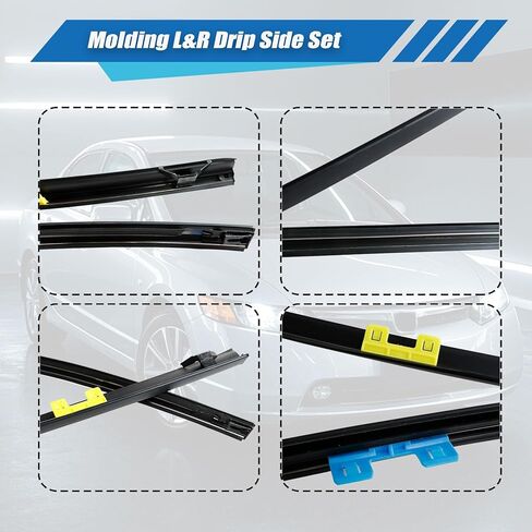 XQSMWF Pair L&R Molding Drip Side Set Fit for Honda Civic 1.3L 1.8L 2.0L 2006-2011 73168-SNA-013 73158-SNA-013 Windshield Roof Molding Trim Set in Kuwait