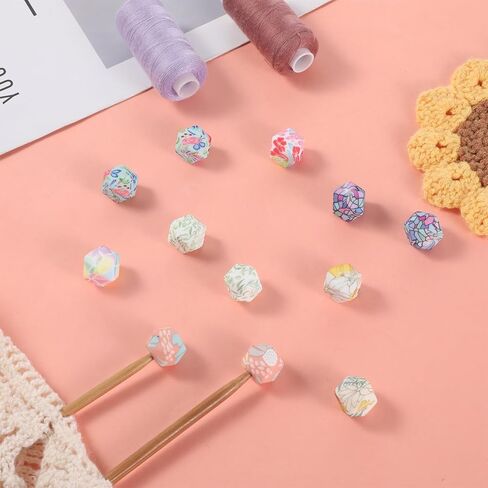 12Pcs Hexagon Knitting Needle Stoppers, Print Stitch Stoppers Knitting Needle Point Protectors Knittings Needles End Caps Holders Needles Minders for Knittings Accessories and Gadgets in Saudi Arabia