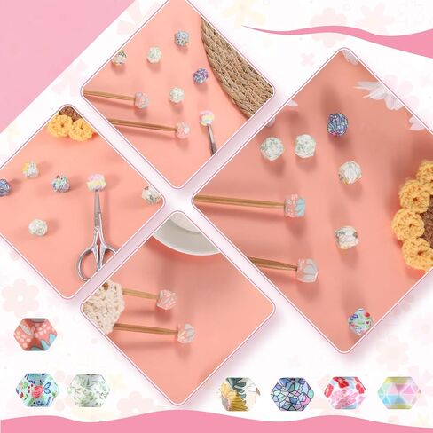 12Pcs Hexagon Knitting Needle Stoppers, Print Stitch Stoppers Knitting Needle Point Protectors Knittings Needles End Caps Holders Needles Minders for Knittings Accessories and Gadgets in Saudi Arabia
