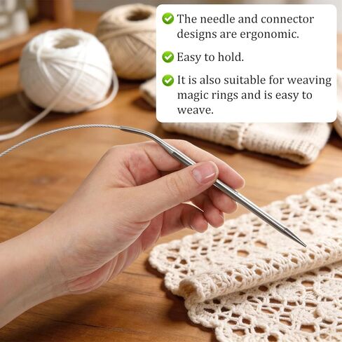 Circular Knitting Needles Set, 9 Pack Round Knitting Needles, Stainless Steel Knitting Needles Kit, 32 Inch Round Long Smooth Metal Knitting Needles for Beginners Making Sweater Scarf Blanket(9 Sizes) in Saudi Arabia