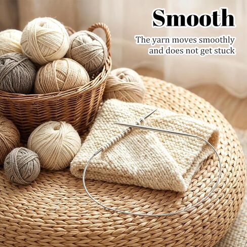 Circular Knitting Needles Set, 9 Pack Round Knitting Needles, Stainless Steel Knitting Needles Kit, 32 Inch Round Long Smooth Metal Knitting Needles for Beginners Making Sweater Scarf Blanket(9 Sizes) in Saudi Arabia