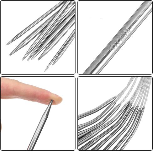 Circular Knitting Needles Set, 9 Pack Round Knitting Needles, Stainless Steel Knitting Needles Kit, 32 Inch Round Long Smooth Metal Knitting Needles for Beginners Making Sweater Scarf Blanket(9 Sizes) in Saudi Arabia