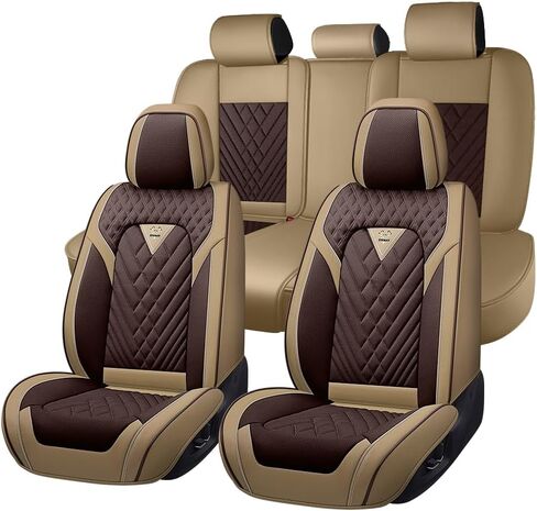 مناسب لأغطية مقاعد Hyundai Elantra 2001-2026، جلد نابا، حماية كاملة 360 درجة، بطانة سميكة وإسفنج الذاكرة، غطاء مقعد السيارة مقاوم للماء والبقع (5 مقاعد قياسية، أسود) in Kuwait