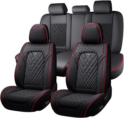 مناسب لأغطية مقاعد Hyundai Elantra 2001-2026، جلد نابا، حماية كاملة 360 درجة، بطانة سميكة وإسفنج الذاكرة، غطاء مقعد السيارة مقاوم للماء والبقع (5 مقاعد قياسية، أسود) in Kuwait