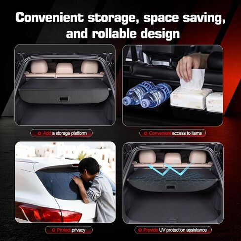 Retractable Cargo Cover for Subaru Crosstrek 2024 2025 2026,Carbon Fiber Texture Trunk Shade with No Gap Installation, Anti-Peeping Privacy Shield ，Car Accessories in Saudi Arabia