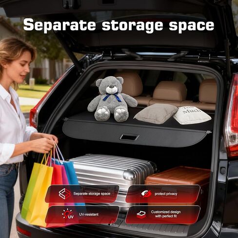 Retractable Cargo Cover for Subaru Crosstrek 2024 2025 2026,Carbon Fiber Texture Trunk Shade with No Gap Installation, Anti-Peeping Privacy Shield ，Car Accessories in Saudi Arabia