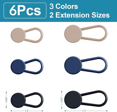6PCS Button Extenders for Jeans, Pants Waist Button Extender for Women Men, 3 Colors Pants Waist Extension 1-1.4 Inches in Kuwait