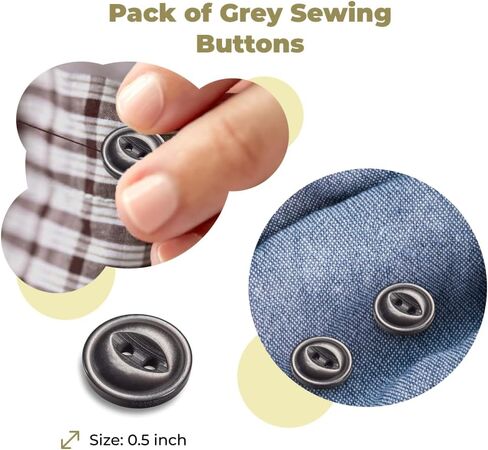 100 Pcs Grey Fish Eye Buttons 0.50 inch Sewing Buttons 2 Hole Smoke Grey Round Plastic Replacement Bulk Supplies Ideal for Clothes Jeans Blouse Shirt Dress Skirt Shorts Decorative DIY Arts Crafts in Kuwait