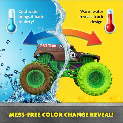 Monster Jam Mud Blasters, Grave Digger Color Change Monster Jam Truck, 1:64 Die Cast Vehicle, Kids Toys for Boys and Girls 3+ in Kuwait