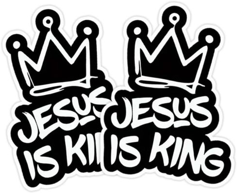 2pc Jesus is King Vinyl Decal with Crown Design, 4.53"x5.91", Ideal for Car Windows, Bumpers, Laptop - Showcases Your Faith with a Stylish Touch |#AZ110 in Saudi Arabia
