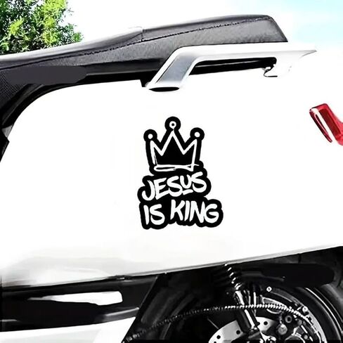 2pc Jesus is King Vinyl Decal with Crown Design, 4.53"x5.91", Ideal for Car Windows, Bumpers, Laptop - Showcases Your Faith with a Stylish Touch |#AZ110 in Saudi Arabia