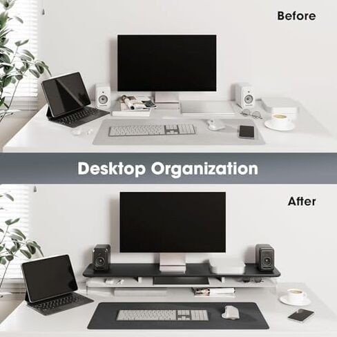 Fenge Acrylic Monitor Stand Riser with Double-Sided Desk Pad Mat, 42.5In Dual Monitor Stand with Metal Storage & 31.5x15.7In Water Resistant Mouse Pad for Home Office in Saudi Arabia