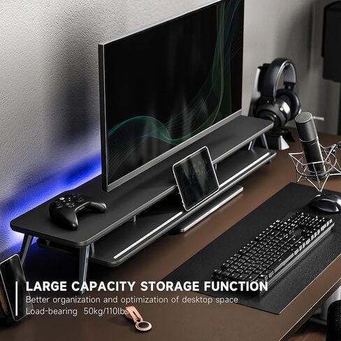 Fenge Dual Monitor Stand Riser for 2 Monitors, 11.3" Solid Wood Headphone Stand for Desk in Saudi Arabia
