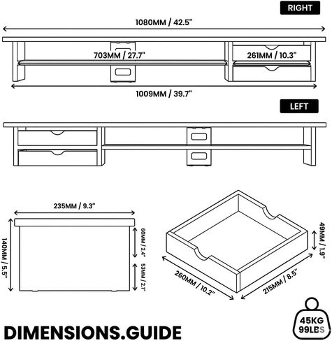 Fenge Dual Monitor Stand with Drawer & Desk Pad Bundle, 42.5 Inch 2-Tier Wood Monitor Riser & 23.6×13.8 Inch Double-Sided Waterproof Mouse Mat for Home Office in Saudi Arabia